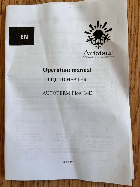 Autoterm Flow 14D, Folyadékfűtő, Állófűtes