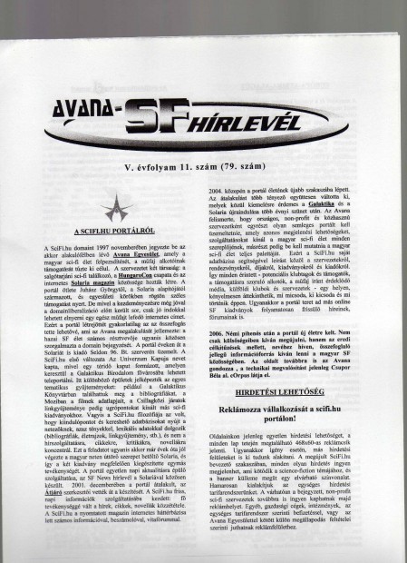 Avana SF Hrlevl 79. szm - sci-fi fanzin jszer llapotban