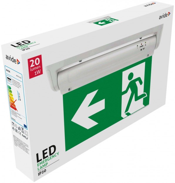 Avide 1W Exit Fny, felletre szerelhet, IP20, 20 lumen, 6000K