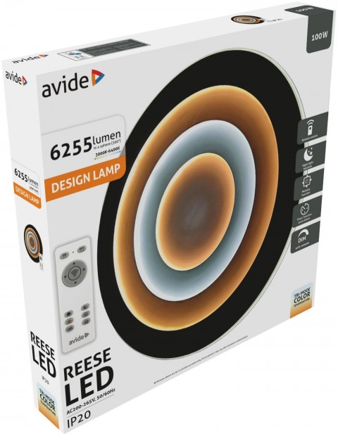 Avide Design Mennyezeti LED Lmpa Reese 100W (50+50) RF Tvirnytval