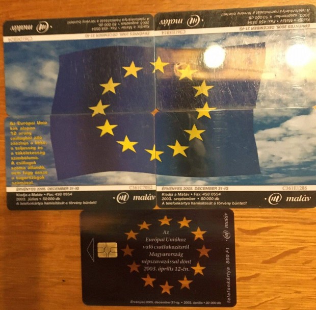 Az Eu-s csatlakozás idején kiadott telefonkártya sorozat