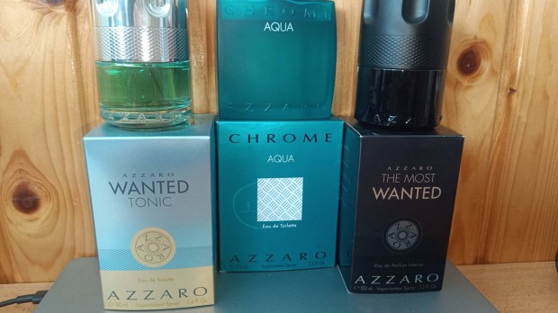 Azzaro chrome aqua, the most wanted intense, the most wanted tonic 