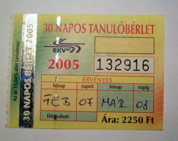 BKV 30 Napos Tanul Brlet 2005 Februr (2kppel)