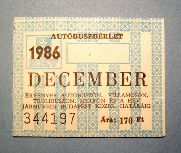 BKV Autbuszbrlet 1986 December (2kppel)