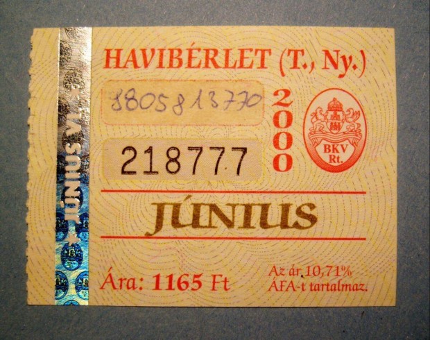 BKV Havibrlet (T.,Ny.) 2000 Jnius (2kppel)