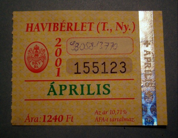 BKV Havibrlet (T.,Ny.) 2001 prilis (2kppel)