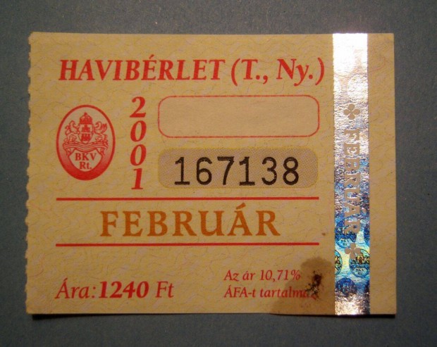 BKV Havibrlet (T.,Ny.) 2001 Februr (foltos) 2kppel