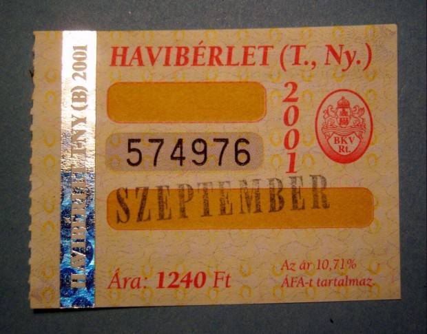 BKV Havibrlet (T.,Ny.) 2001 Szeptember (2kppel)