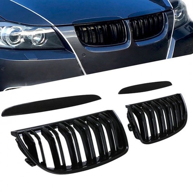 BMW E90 E91 fényes fekete hűtőrács/vese 2005-2008
