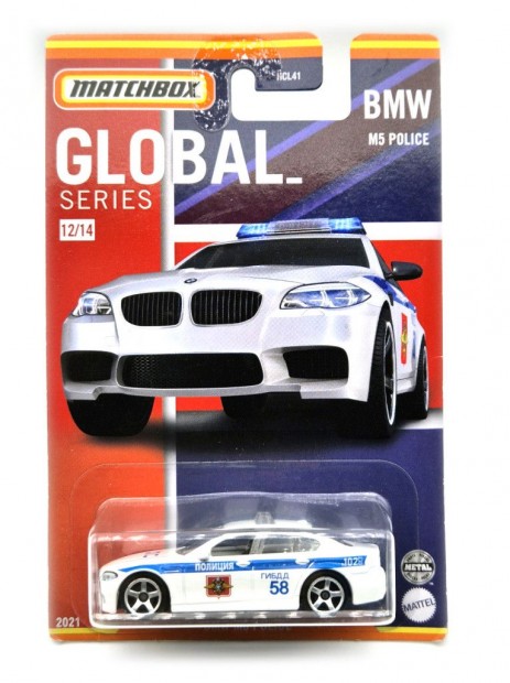 BMW F10 M5 rendőrautó - Matchbox - 1:64 1/64 kisautó
