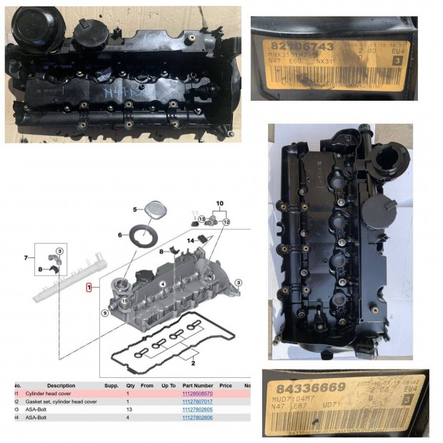 BMW Szelepdekni Szelepfedl 1 3 5 X1 X3 N47 N47D20 N470D20A BMW 320D