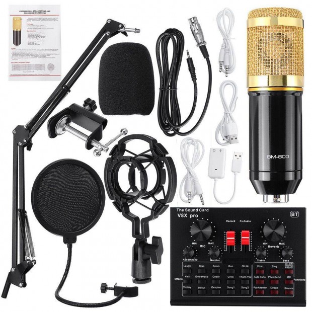 BM-800 stdi mikrofon szett V8X Pro hangkrtyval