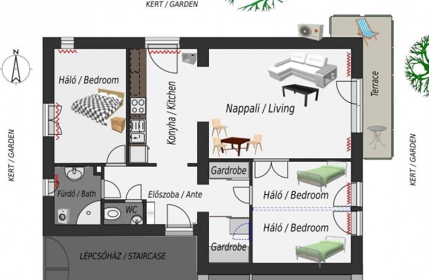 BP 2.ker. - 75m2 kertre n�z�, fel�j�tott gar�zsos otthon Tulajdonost�l