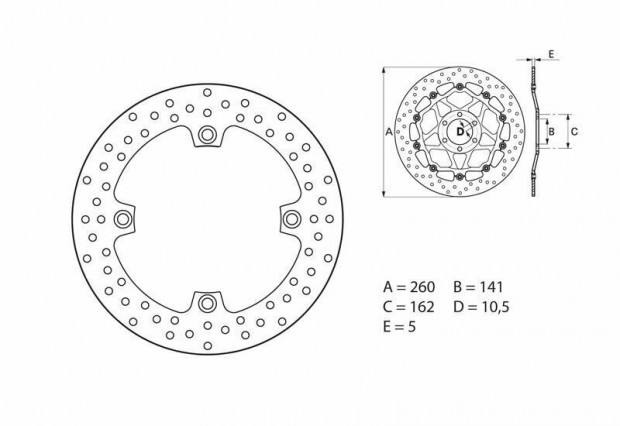 BREMBO Serie Oro Kerek Fix Fék Tárcsa