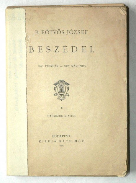 B. Etvs Jzsef Beszdei / knyv Kiadja Rth Mr 1894