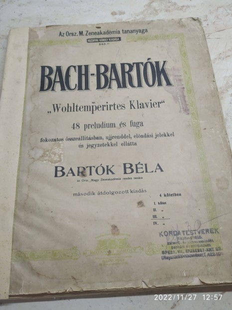 Bach-Bartk 48 preludium s fuga ,kotta knyv elad!