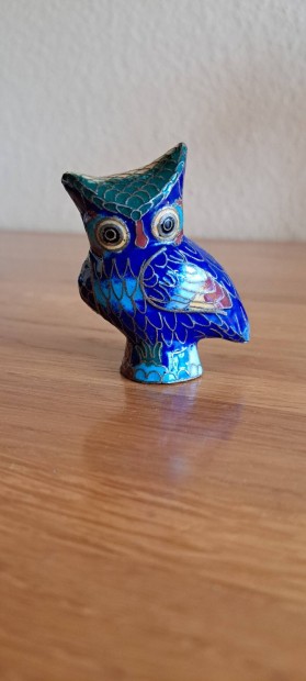 Bagoly figura, cloisonne/rekeszzomnc