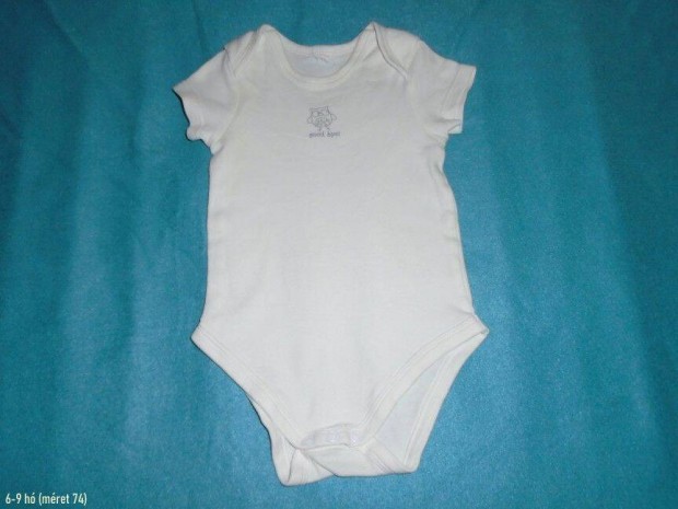Bagoly mintás fehér rövid ujjú body 6-9 hó (méret 74)