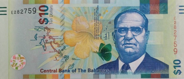 Bahamk 10 dollr, 2016, UNC bankjegy