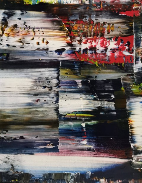 Baján Ildikó festmény 40 x 50 cm. Kódolt üzenet