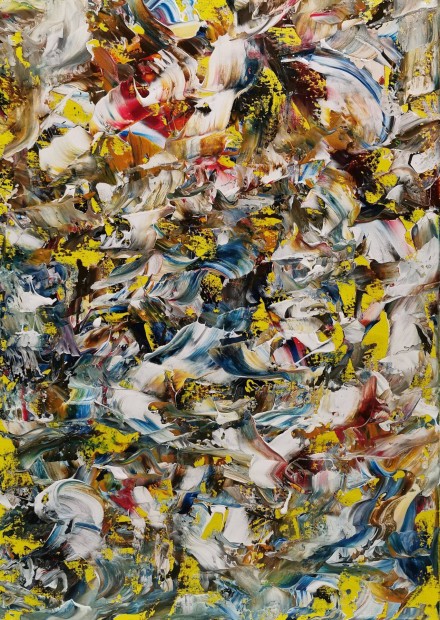 Baján Ildikó festmény 50 x 70 cm. Jövő - menő gondolatok