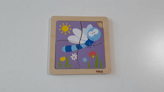 Bájos baba fa puzzle, kirakó 4 db-os