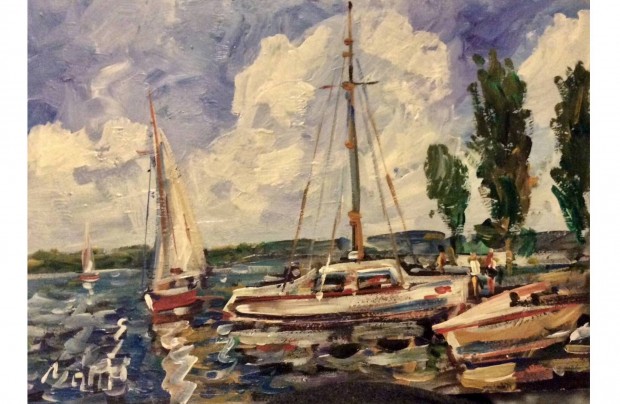 Balatoni vitorlasok - festmény