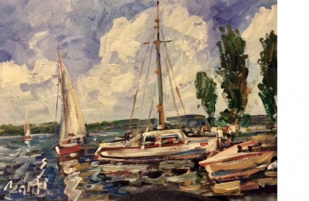 Balatoni vitorlasok - festmény