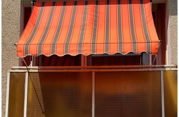 Balkon Napellenző 2X1,2M Rolleres Narancs/Szürke Csíkos