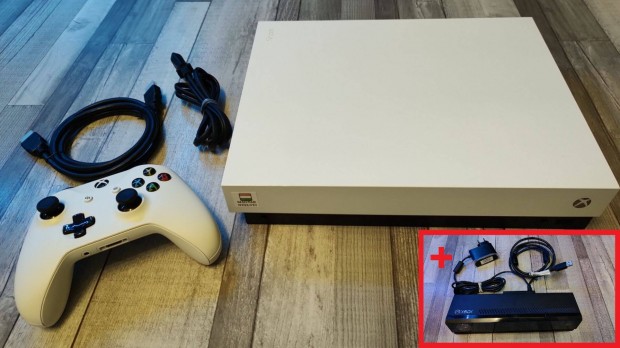 Ballagós Kinect+Fehér Xbox One X Konzol Magyar Menü+Választható Játék!