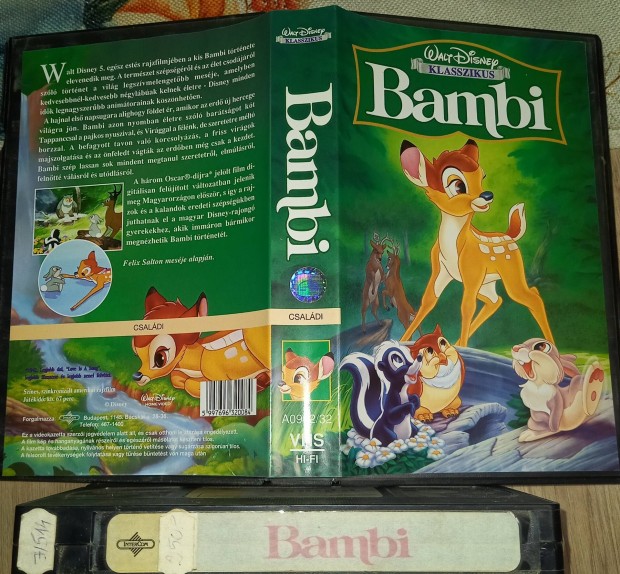 Bambi - rajzfilm vhs - nagytokos