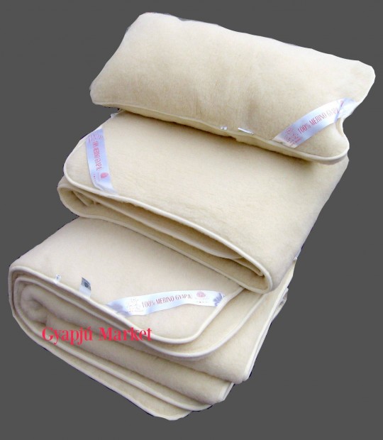 Bárány merino gyapjú ágynemű garnitúra (derékalj takaró,párna) 520gm2