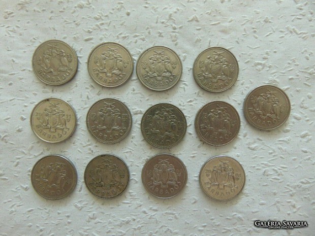 Barbados 25 cent fémpénz 13 darab LOT ! Mind más évszám Kép szerint