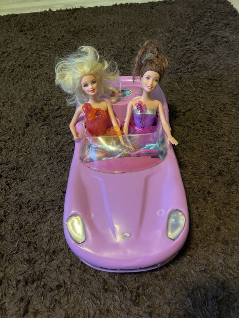 Barbie autó 2 db ajándék babával