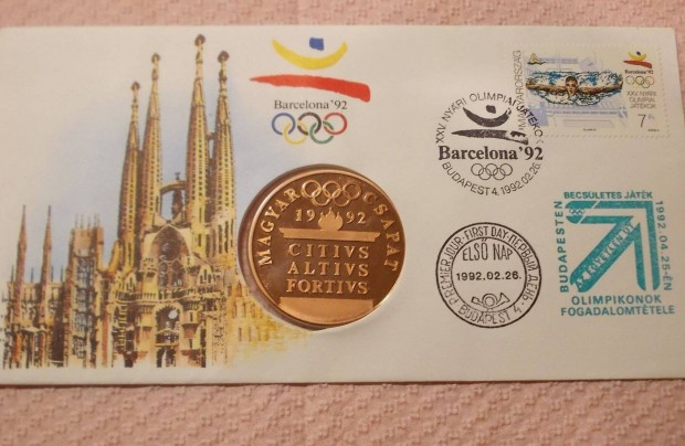 Barcelonai Olimpia rms bortk 1992 vrsrz rmvel UNC, FDC