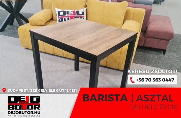 Barista tmr fa BK asztal llthat 70x80/120 cm fekete lbakkal