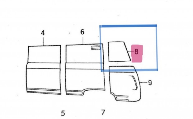 Barkas B1000 leghátsó felső karosszéria javító elem J + B párban