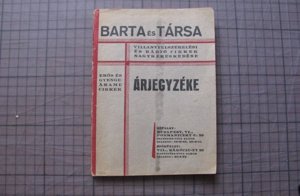 Barta és Társa lámpa csillár világítás, villamos árjegyzék katalógus