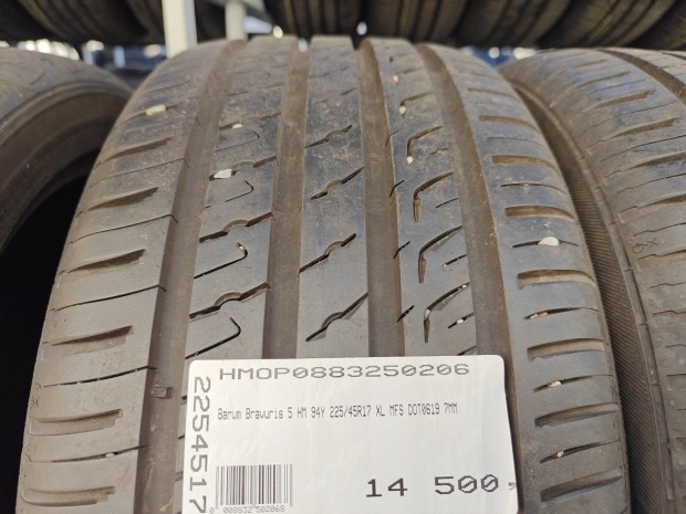 Barum Bravuris 5 HM 94Y 225/45R17 XL MFS DOT0619 7MM HASZNÁLT
