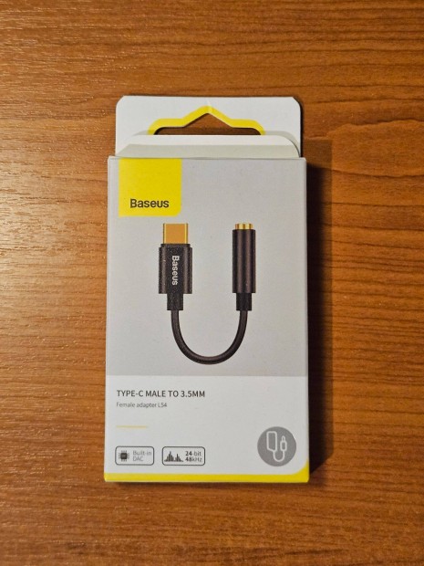 Baseus L54 USB-C adapter 3,5 mm jack-hez fekete
