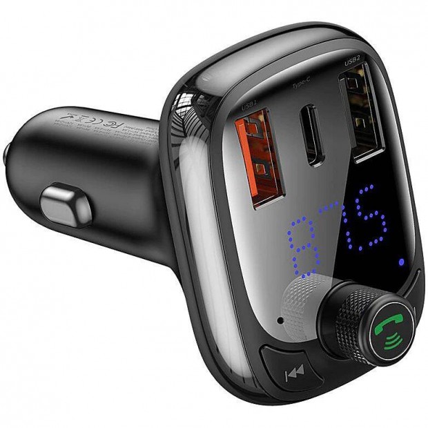 Baseus bluetooth FM transmitter autós töltő 2 USB+Type-C aljzat (36W,