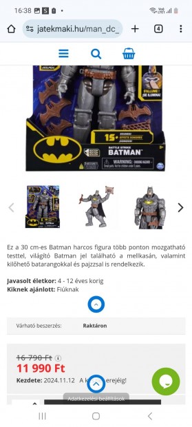 Batman figura vilgt, zenl 