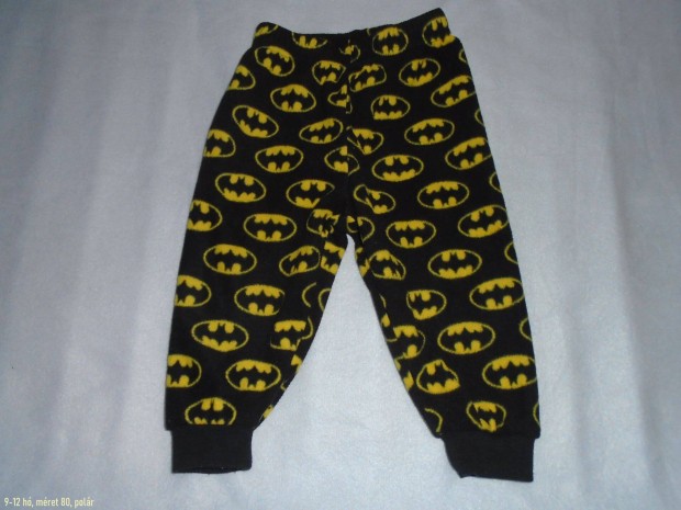 Batman mintás jogger nadrág 9-12 hó (méret 80) polár fekete
