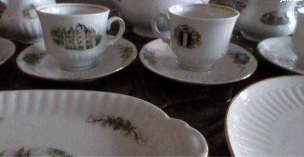 Bavaria porcelán kávés teás készlet kastély minta