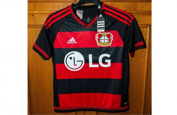Bayer Leverkusen piros fekete eredeti adidas gyerek mez (L, 164)