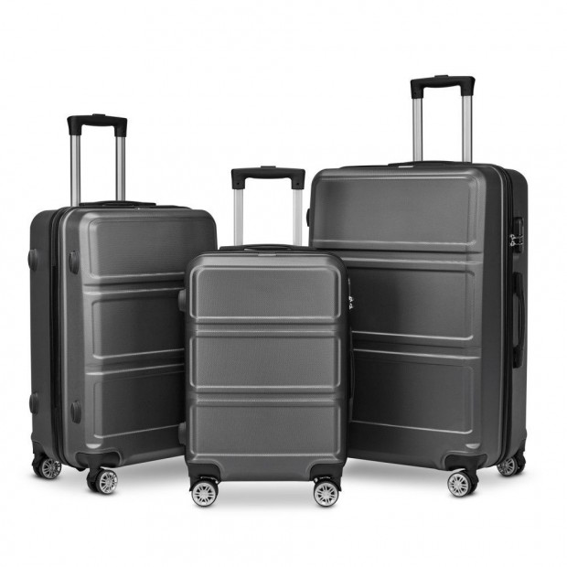 BeComfort L05-G 3 db-os, ABS, guruló, szürke bőrönd szett (55cm+65cm+