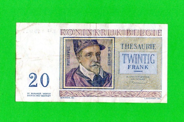 Belgium 20 frank, 1956 F