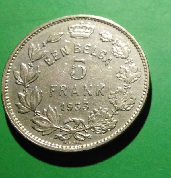Belgium 5 frank 1933 Der Belgen