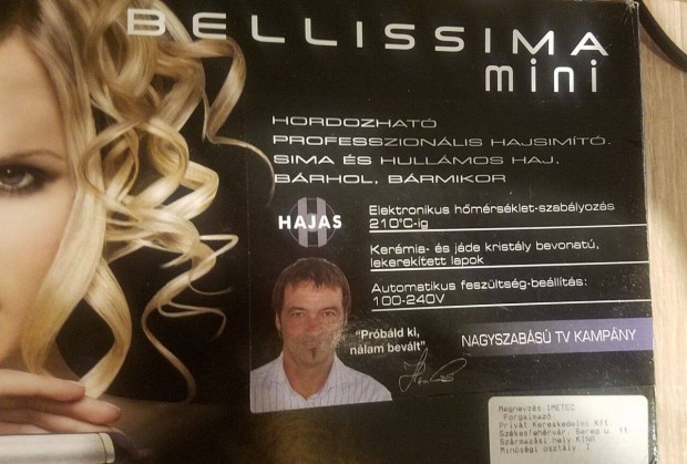 Bellissima kerámia + jáde kristály mini hajvasaló Árzuhanás %%