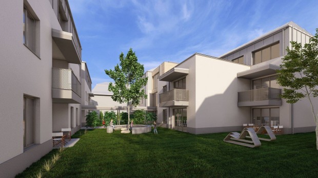 Bels� udvarra n�z� kertkapcsolatos iroda terasszal